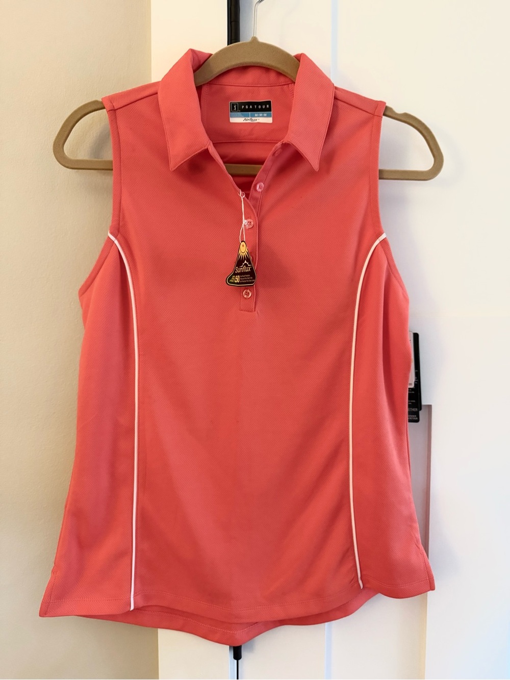 PGA Tour Sleeveless Golf/Tennis Top Airflux Sun Protect Bright Coral M NWT NEW